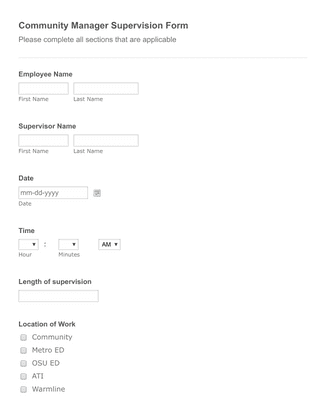 Community Manager Supervision Form BB Form Template | Jotform