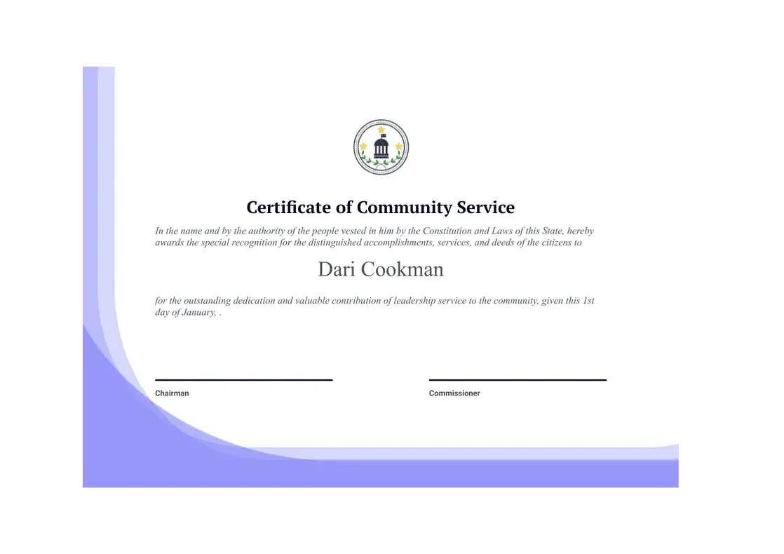 Community Service Certificate
