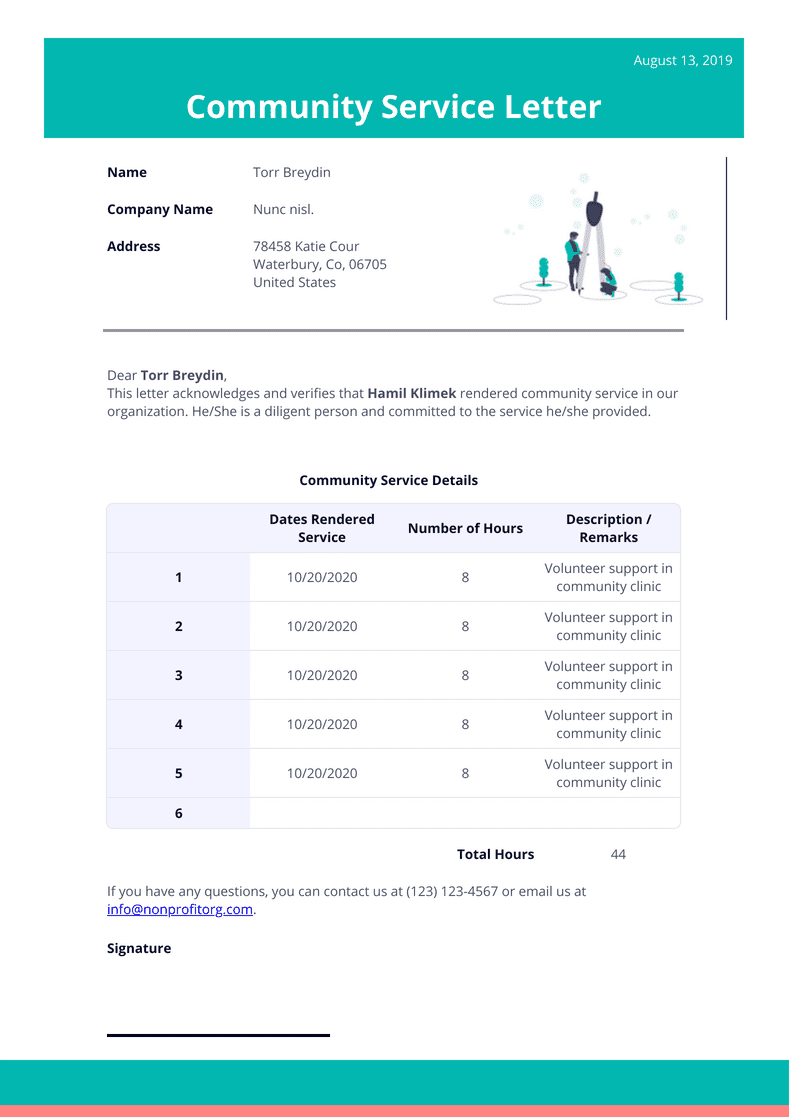 Community Service Letter Template Pdf Templates Jotform 6322