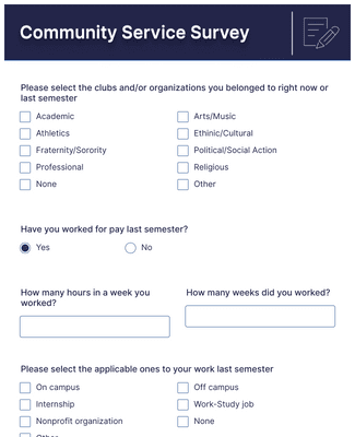 Form Templates: Community Service Survey