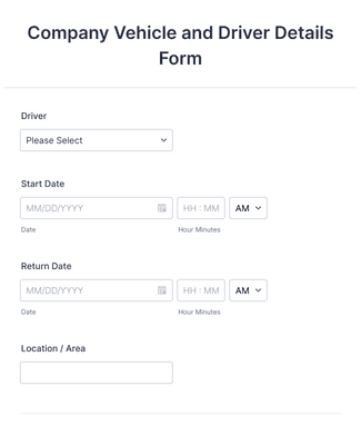 Company Vehicle and Driver Details Form Template | Jotform