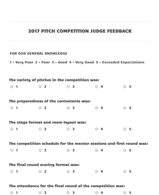 Form Templates: Competition Feedback Form