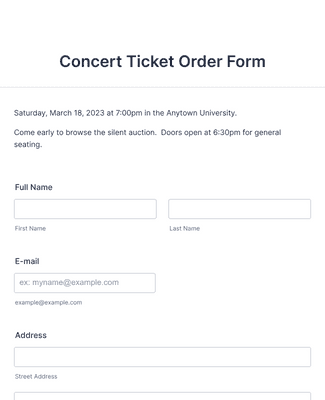 Form Templates: Concert Ticket Order Form