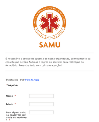 Form Templates: Concurso público SAMU