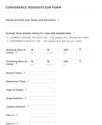 Form Templates: Conference Booking Request Form