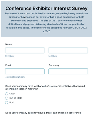 Form Templates: Conference Exhibitor Interest Survey