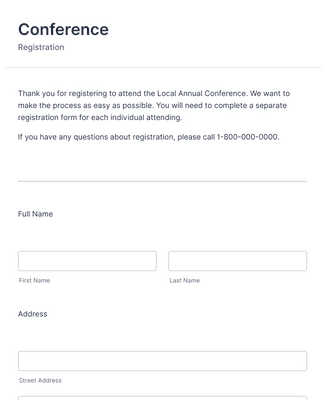 Form Templates: Conference Registration