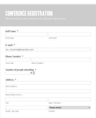 Form Templates: Conference Registration Form White Gray Theme