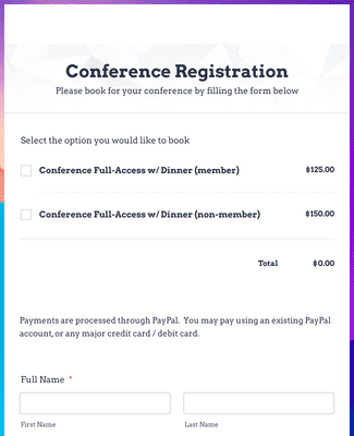 Form Templates: Conference Registration Form