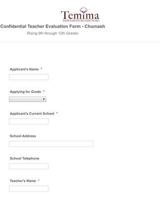 Confidential Teacher Evaluation Form