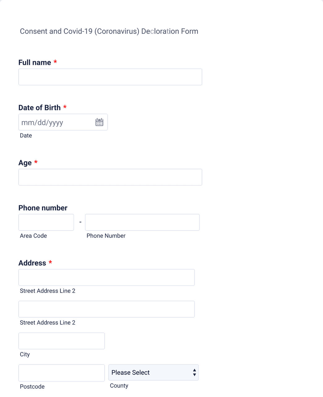 Consent form and Covid-19 Form Template | Jotform