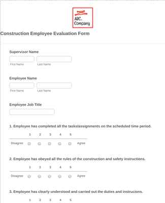 Construction Employee Evaluation Form