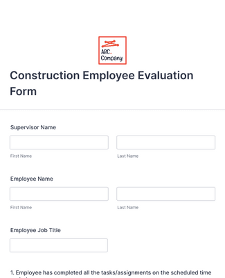 Form Templates: Construction Employee Evaluation Form