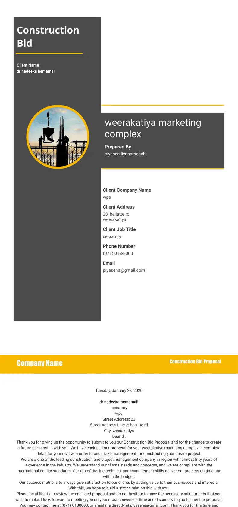 Construction Proposal Template Sign Templates Jotform