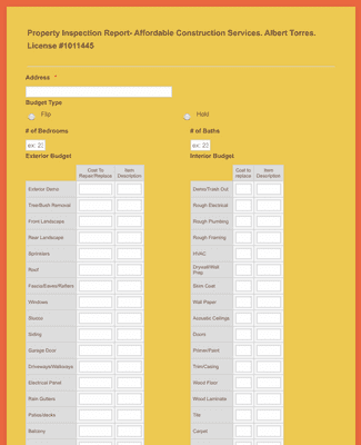 House Construction Inspection Form Template | Jotform