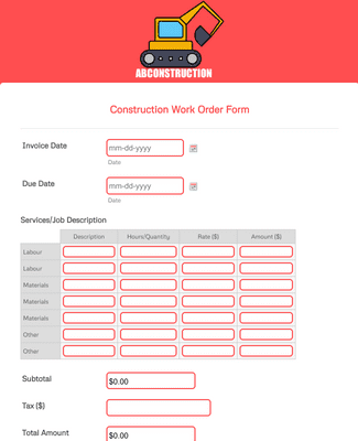 Form Templates: Construction Work Order Form