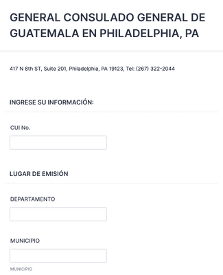 Form Templates: CONSULADO GENERAL DE GUATEMALA EN PHILADELPHIA, PA