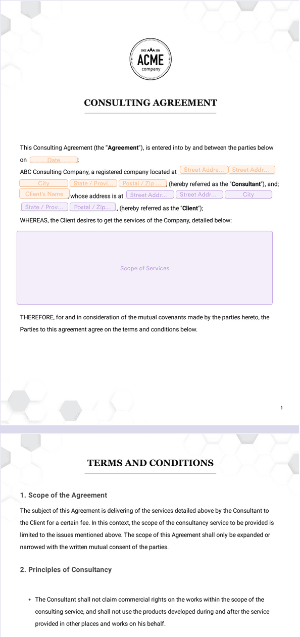 PDF Templates: Consulting Agreement Template