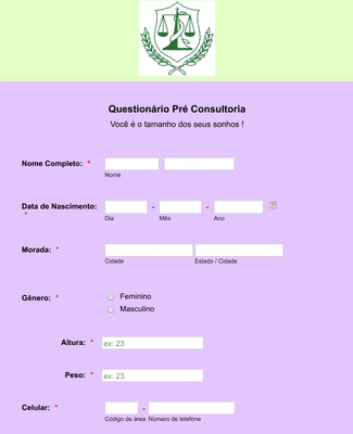 Form Templates: Consultoria Online Nutrição 