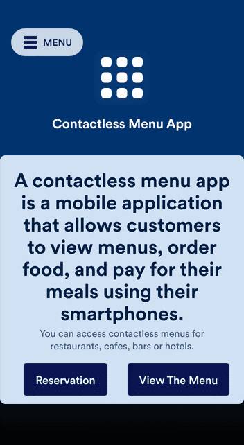 Contactless Menu App