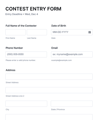 Powerlifting Contest Entry Form Template | Jotform