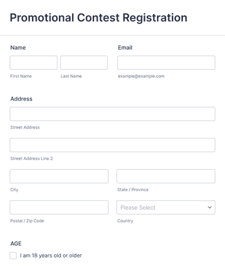 Register To Win Form Promotional Contest Registration Form Template | Jotform