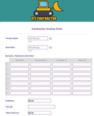 Form Templates: Contractor Invoice Form