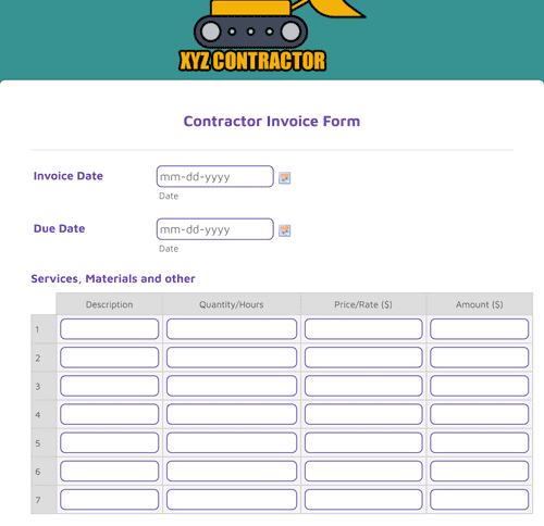 Contractor Invoice Form Template Jotform 6255