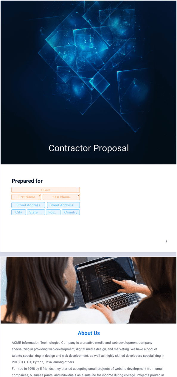 Sign Templates: Contractor Proposal Template