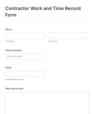 Form Templates: Contractor Work and Time Record Form