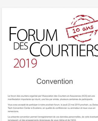 Convention conférencier forum des courtiers 2019