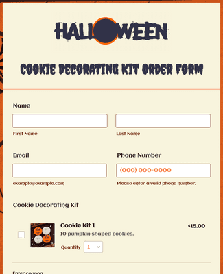 Halloween Cookie Decorating Kit Order Form Template | Jotform