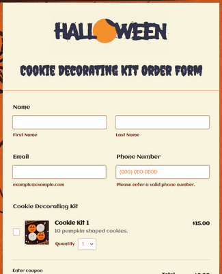 Form Templates: Halloween Cookie Decorating Kit Order Form