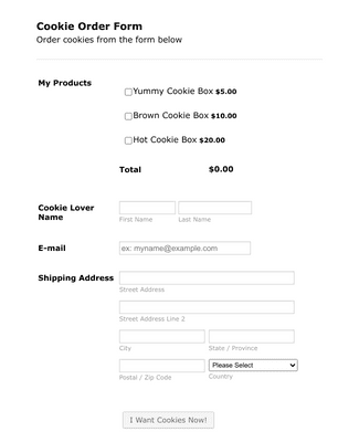 Form Templates: Cookie Order Form