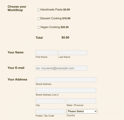 Cook Training Forms Cooking Workshop Registration Form Template | Jotform