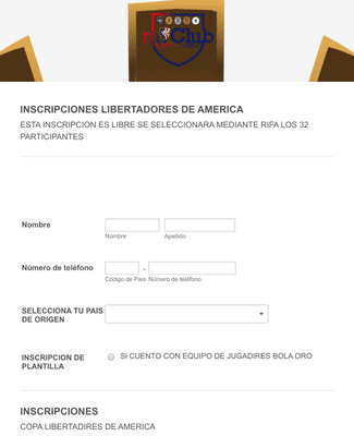 Form Templates: COPA LIBERTADORES DE AMERICA