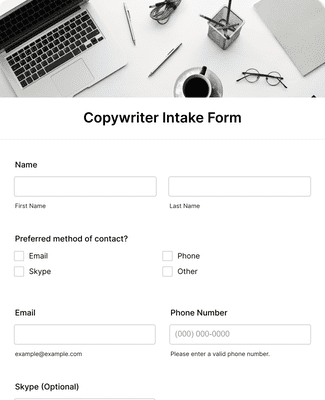 Copywriter Intake Form Template | Jotform