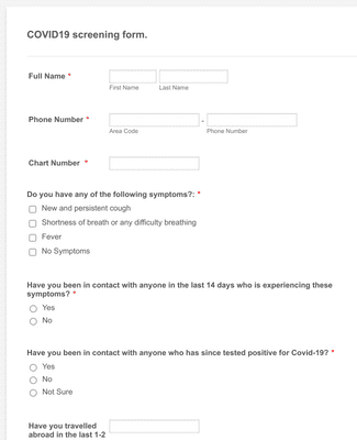 COVID 19 Screening Form Template Jotform