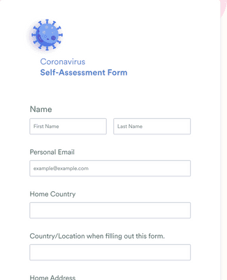 Form Templates: Coronavirus Self Assessment Form