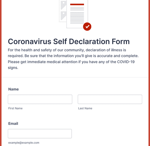 Form Templates: Coronavirus Self Declaration Form