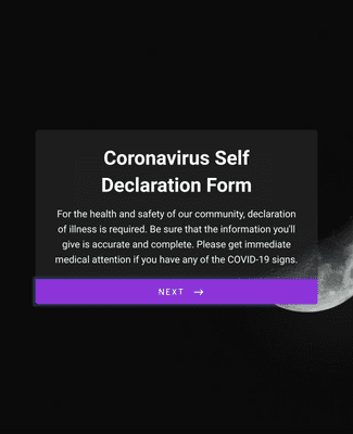 Coronavirus Self Declaration Form