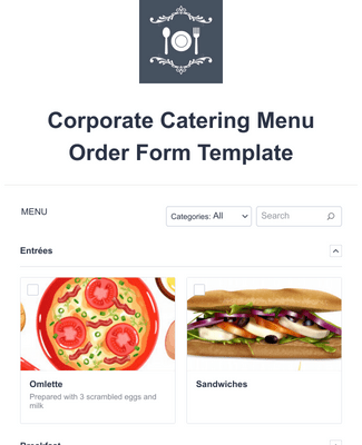 Corporate Catering Menu Order Form Template