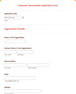 Form Templates: Corporate Sponsorship Application Form 