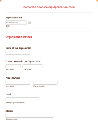 Corporate Sponsorship Application Form 