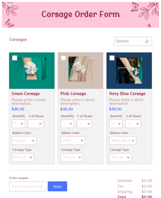 Corsage Order Form