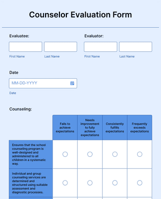 Form Templates: Counselor Evaluation Form