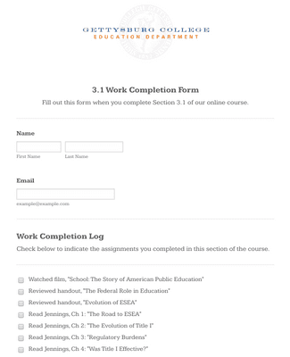 Course Completion Form