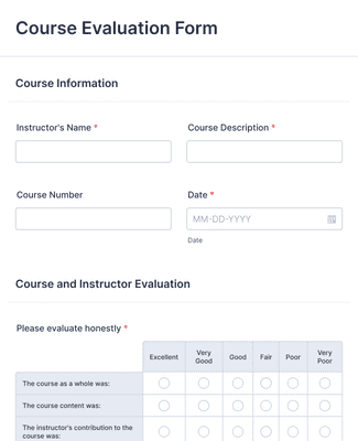 TEMPLATE - COURSE EVALUATIONS Form Template | Jotform