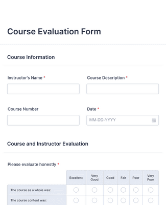 Form Templates: Course Evaluation Form