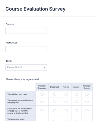 Course Evaluation Form Template | Jotform